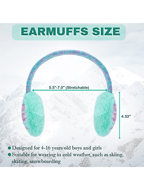 Baoplaykids Kids Knit Earmuffs Winter Outdoor Ear Warmers Soft Plush Ear Covers for Boys Girls 4-16 Years