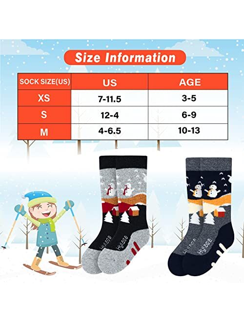 Hylaea Merino Wool Ski Socks Kids, Knee-high Warm Thermal Snowboard Skating Socks for Boys Girls Toddler