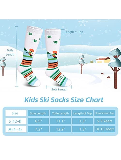 ZHOOGE Kids Ski Socks 2 Pairs/3 Pairs, Snow Socks Kids, Boys Girls Winter Warm Thermal Ski Socks for Outdoor Skiing Snowboarding
