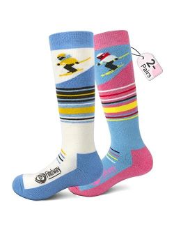 findway Kids Ski Socks Merino Wool (2 or 3 Pairs) Winter Warm Socks,Snowboarding Thermal Socks for Boys Girls 3-16 Years