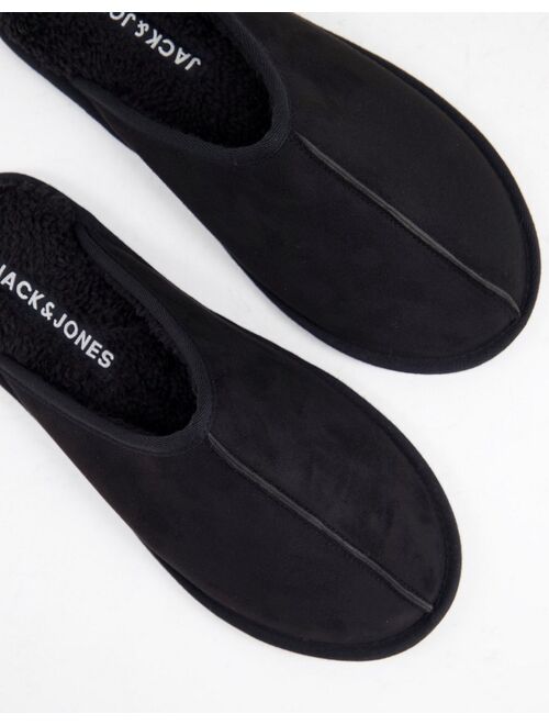 Jack & Jones faux-suede slippers in black