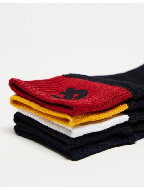 Jack & Jones 5 pack color block crew socks in navy & black