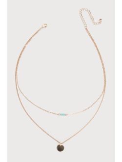Dainty Dreamer Gold Layered Beaded Pendant Necklace