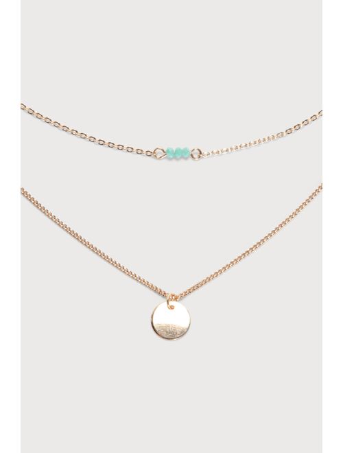 Lulus Dainty Dreamer Gold Layered Beaded Pendant Necklace