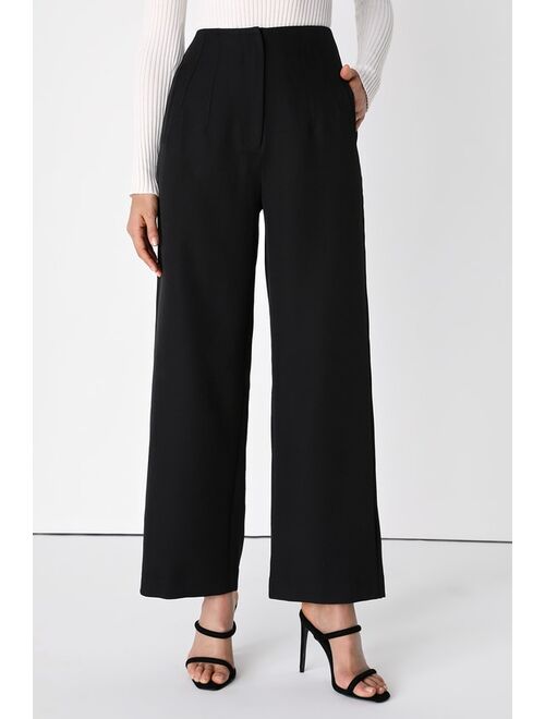 Lulus Bold and Classy Black High-Waisted Wide Leg Trouser Pants