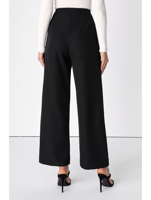 Lulus Bold and Classy Black High-Waisted Wide Leg Trouser Pants