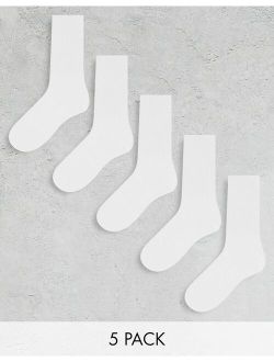 5 pack crew socks in white