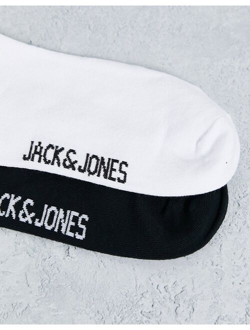 Jack & Jones 5 pack logo tennis socks in white & black