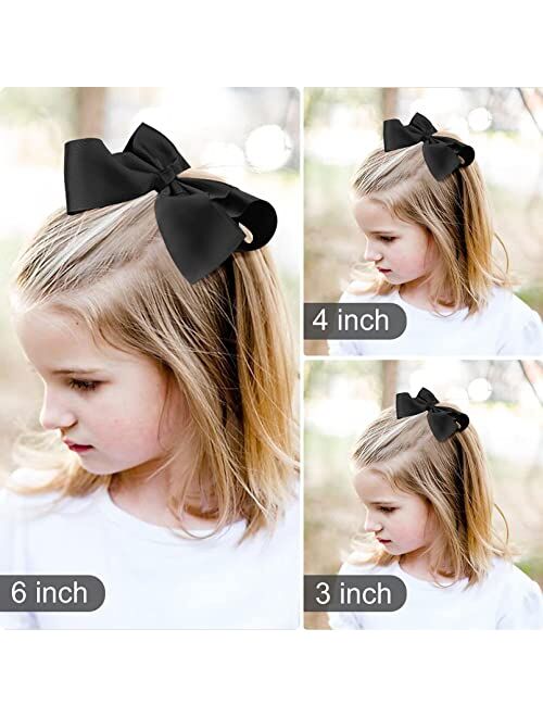AILEAM Hair Bows for Girls 6PCS Girls Toddler bows Clips Navy Blue Grosgrain Ribbon Alligator Clips Kids Hair Accessories ( 6inch 2, 4inch 2, 3inch 2)
