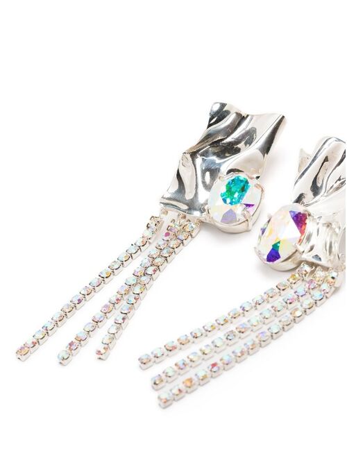Sterling King crystal-embellishment drop earrings