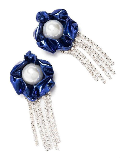 Sterling King Titania pearl crystal drop earrings