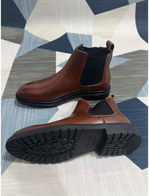 Shein PateLeather Shoes Men Slip On Chelsea Boots