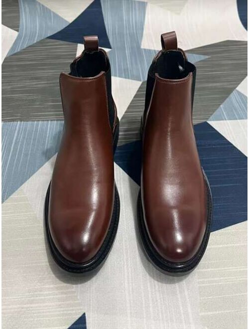Shein PateLeather Shoes Men Slip On Chelsea Boots