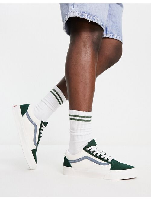 Vans SK8-Hi Varsity Canvas sneakers in white and teal