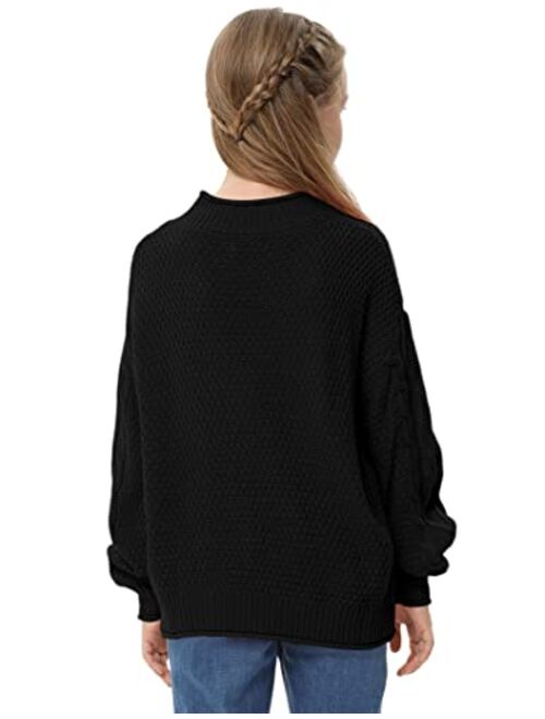 Xuba Girls Sweater Pullover Cable Knit Long Sleeve Turtleneck Chunky Warm Top