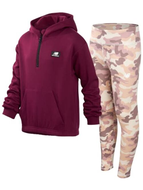 New Balance Girls' Legging Set - Hoodie Sweatshirt and Leggings Kids Clothing Set