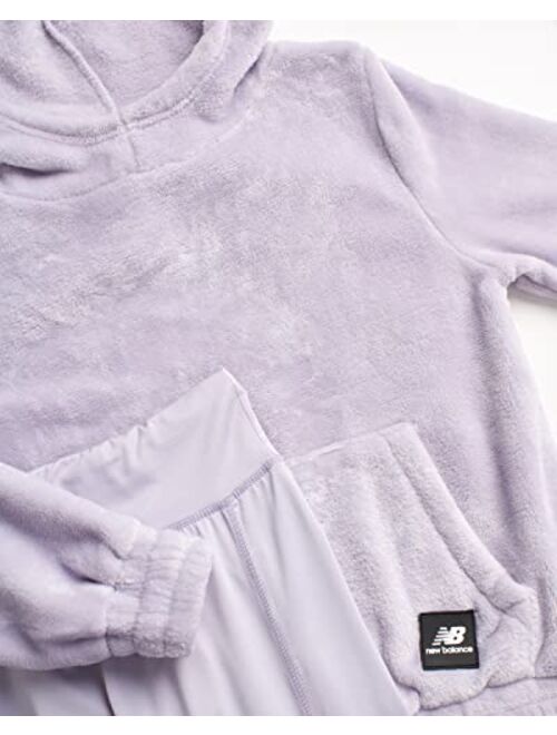 New Balance Girls' Leggings Set - 2 Piece Plush Fleece Hoodie Sweatshirt and Leggings (Size: 7-16)