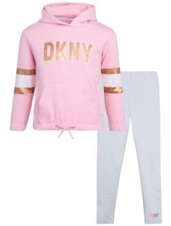 Girls' Leggings Set - 2 Piece Fleece Pullover Sweatshirt and Stretch Leggings
