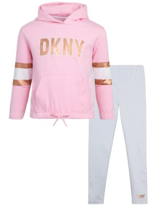 DKNY Girls' Leggings Set - 2 Piece Fleece Pullover Sweatshirt and Stretch Leggings