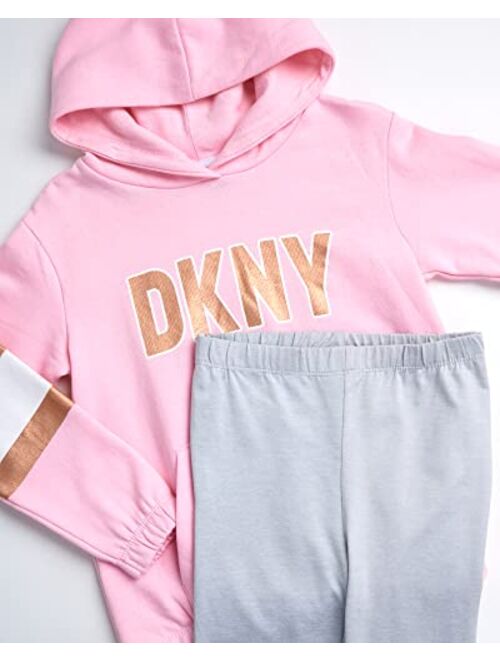 DKNY Girls' Leggings Set - 2 Piece Fleece Pullover Sweatshirt and Stretch Leggings