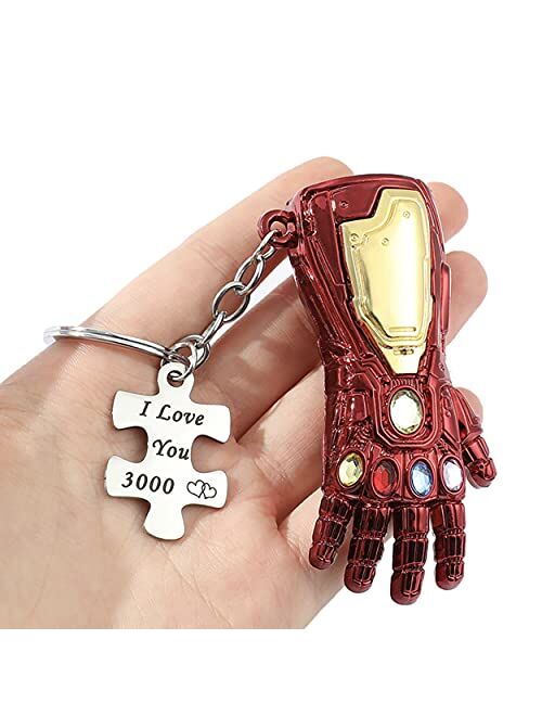 Sio & Tan Keychain Bottle Opener I Love you 3000 Key chain Keyring Boyfriend Girlfriend Dad Comic Movie Inspired Gift Endgame Fan Couples Husband Wife Birthday Christmas 
