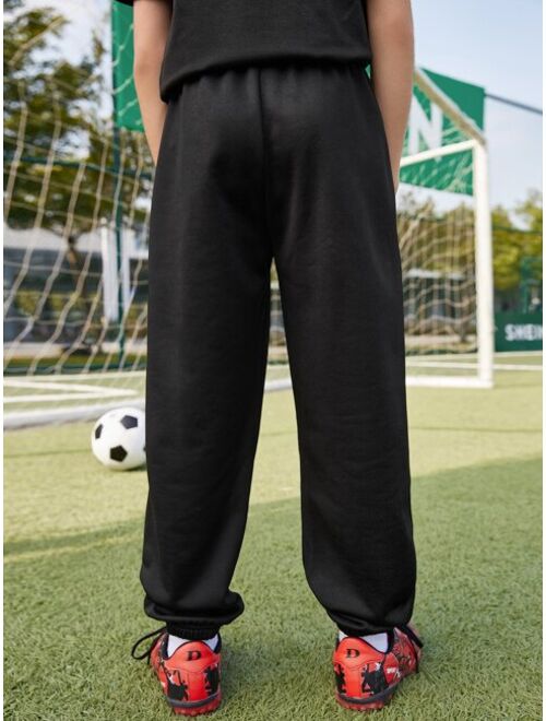 SHEIN X VamosMexico Boys Letter Graphic Elastic Waist Sweatpants