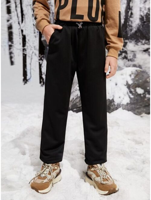 SHEIN Boys Thermal Lined Drawstring Waist Sweatpants