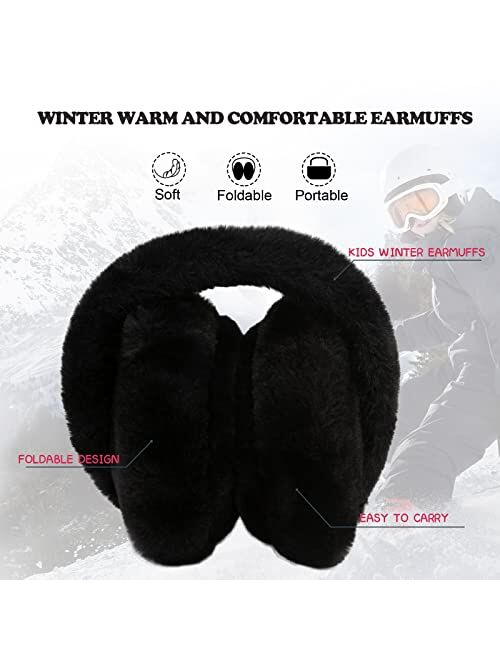 NASULAR Kids Winter Earmuffs Baby Warm Ear Muff Girls Cute Furry Ear Warmers Boys Foldable Ear Covers for Cold Weather