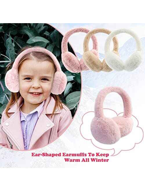 NASULAR Kids Winter Earmuffs Baby Warm Ear Muff Girls Cute Furry Ear Warmers Boys Foldable Ear Covers for Cold Weather