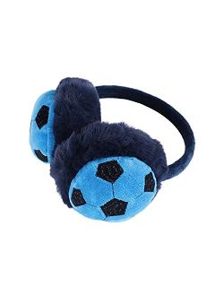 ITODA Soccer Earmuffs for Winter Furry Plush Warm Ear Warmer Outdoor Padded Cold Weather Adjustable Ear Muff Boys Child Cover