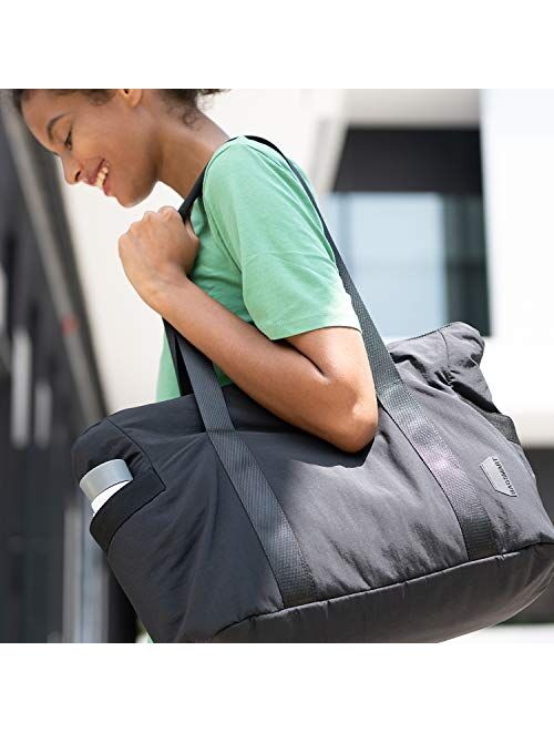 BAGSMART Women Tote Bag Large Shoulder Bag Top Handle Handbag with Yoga Mat Buckle for Gym, Work, School