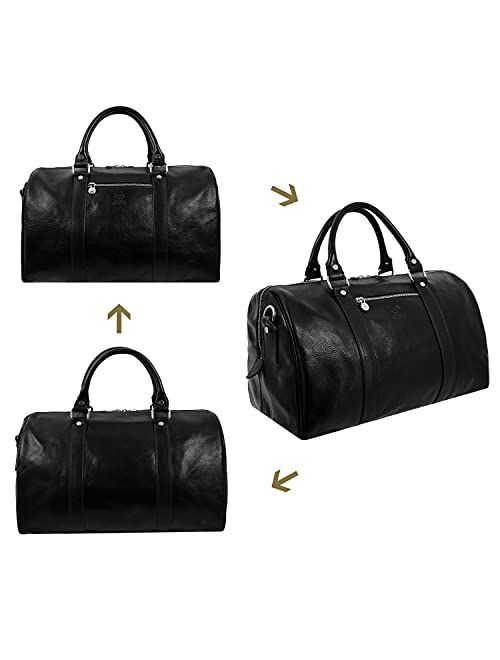 Full Grain Leather Small Duffel Bag Gym Bag Weekender Overnight Unisex - Time Resistance