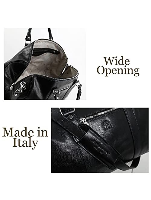 Full Grain Leather Small Duffel Bag Gym Bag Weekender Overnight Unisex - Time Resistance