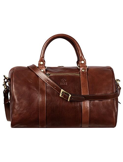 Full Grain Leather Small Duffel Bag Gym Bag Weekender Overnight Unisex - Time Resistance