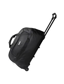 Yardsky Small Rolling Duffle Bag with Wheels 22 inch Carry-on Luggage Suitcase LightWeight Weekender Bag for Travel, Unisex, Black