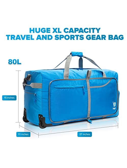Bago Rolling Duffle Bag with Wheels - 30" 100L Foldable Weekender Bag, Waterproof Travel Duffel Bag, Heavy Duty lightWeight Duffle Bag for Traveling, Rolling Duffel Bag w