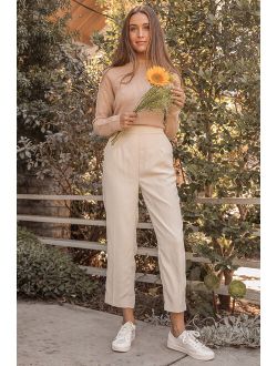 Top Trend Beige Pull-On Trouser Pants