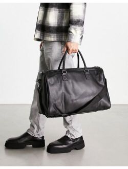carryall bag in black faux leather with branded emboss