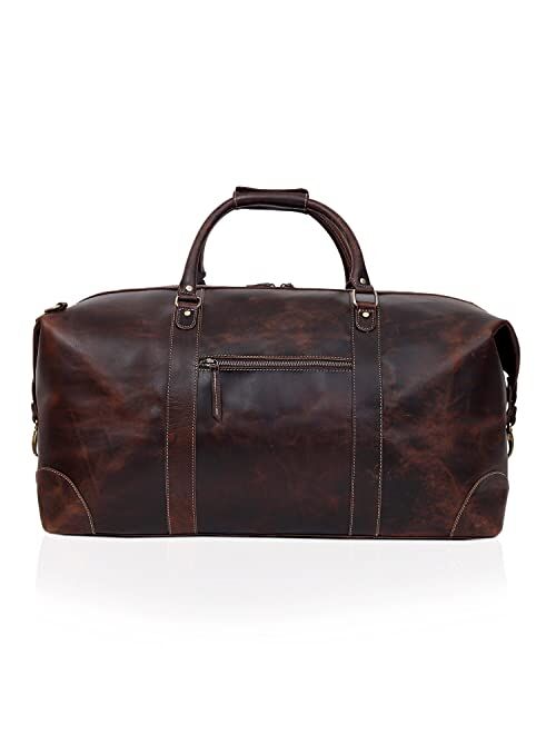 C Cuero 24" Leather Buffalo Travel Case Duffel Luggage Bag, Gym Travel Tote Duffel, Overnight Weekender