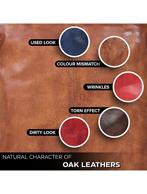 Oak Leathers Real Leather Weekender Travel Duffel Bag for Men and Women - Large Travel Bags Gym Sports Overnight Carryall Carry on Bag