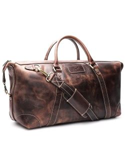 Luxeoria Handmade Leather 20 Inch Duffle Bags for Travelling, Carry On Weekender Bags Mens and Women, Travel Duffel Bag Large Size, Genuine Leather Bags for Travel, Gym &