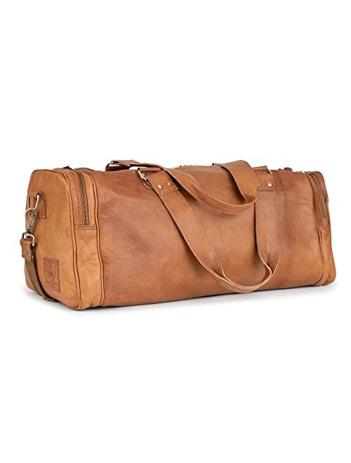 Berliner Bags Vintage Leather Duffle Bag Bergen for Travel or the Gym, Overnight Bag for Men and Women - Brown (Cognac)