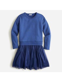Girls' crewneck mixy dress with tulle