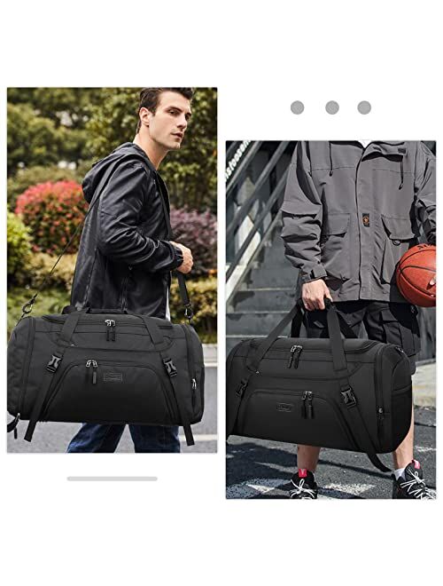 Dakuly Gym Duffle Bag for Women Men 40L Waterproof Sports Bags Travel Duffel Bags with Shoe Compartment,Wet Pocket Large Weekender Overnight Bag with Toiletry Bag,Black