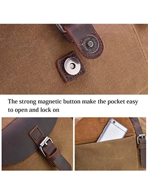 Newhey Oversized Travel Duffel Bag Waterproof Canvas Genuine Leather Weekend bag Weekender Overnight Carryon Hand Bag Brown