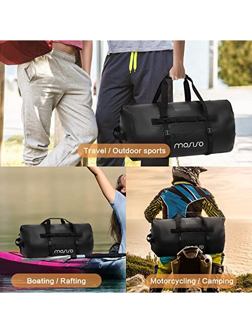 MOSISO Waterproof Duffel Bag, 60L Travel Dry Duffel Bag Portable Heavy Duty Motorcycle Handbag with Shoulder Strap&Handle for Outdoor Kayaking, Boating, Rafting, Fishing,