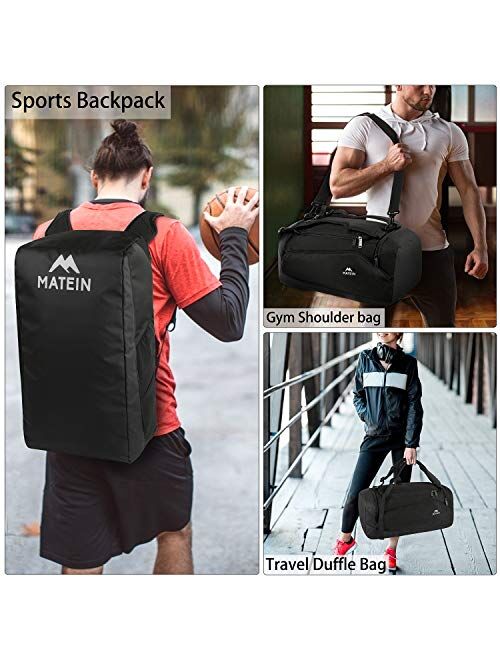 MATEIN Gym Bag for Men, 45L Large Gym Backpack Sports Duffle Bag with Shoes Compartment, 3 Way Waterproof College School Carry On Travel Duffel Backpack Fits 15 inch lapt