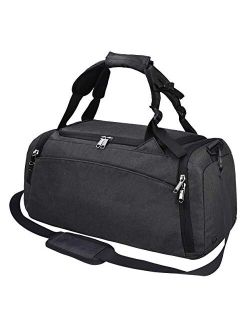 Newhey Gym Duffle Bag Waterproof Travel Weekender Bag for Men Women Duffel Bag Backpack with Shoes Compartment Overnight Bag 40L (Black)