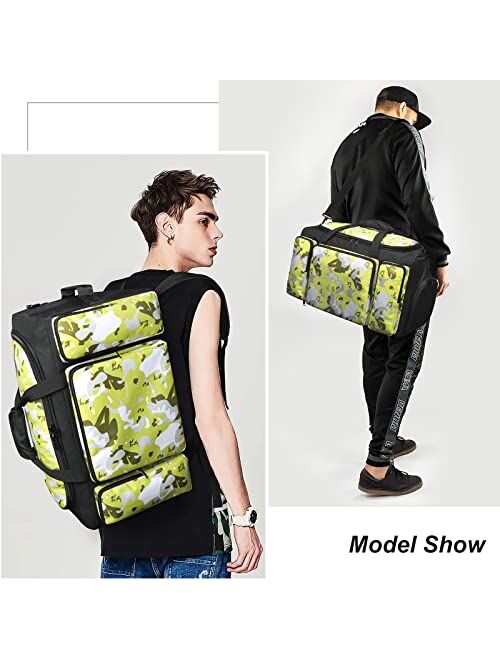 Cico Rider Gym Duffle Bag Backpack Waterproof Sports Duffel Bags Travel Weekender Bag for Men Women Overnight Bag with Shoes Compartment Black
