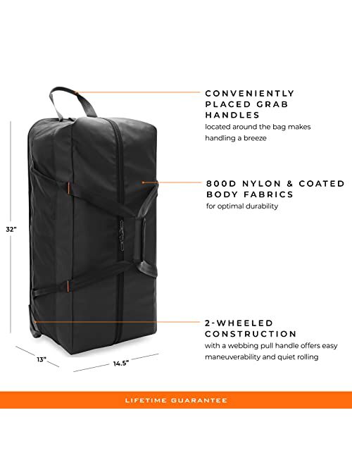 Briggs & Riley Extra Large Softside 2-Wheel Rolling Duffel, Black, 32"